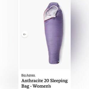 Big Agnes Anthracite 20 Sleeping Bag. Women’s Regular